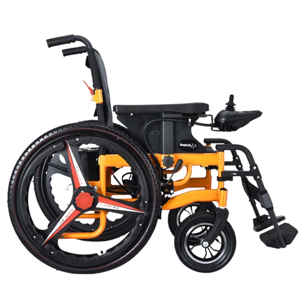 RESPİROX BC-EA8009 ARKADAN İTİŞLİ AKÜLÜ TEKERLEKLİ SANDALYE-TURUNCU