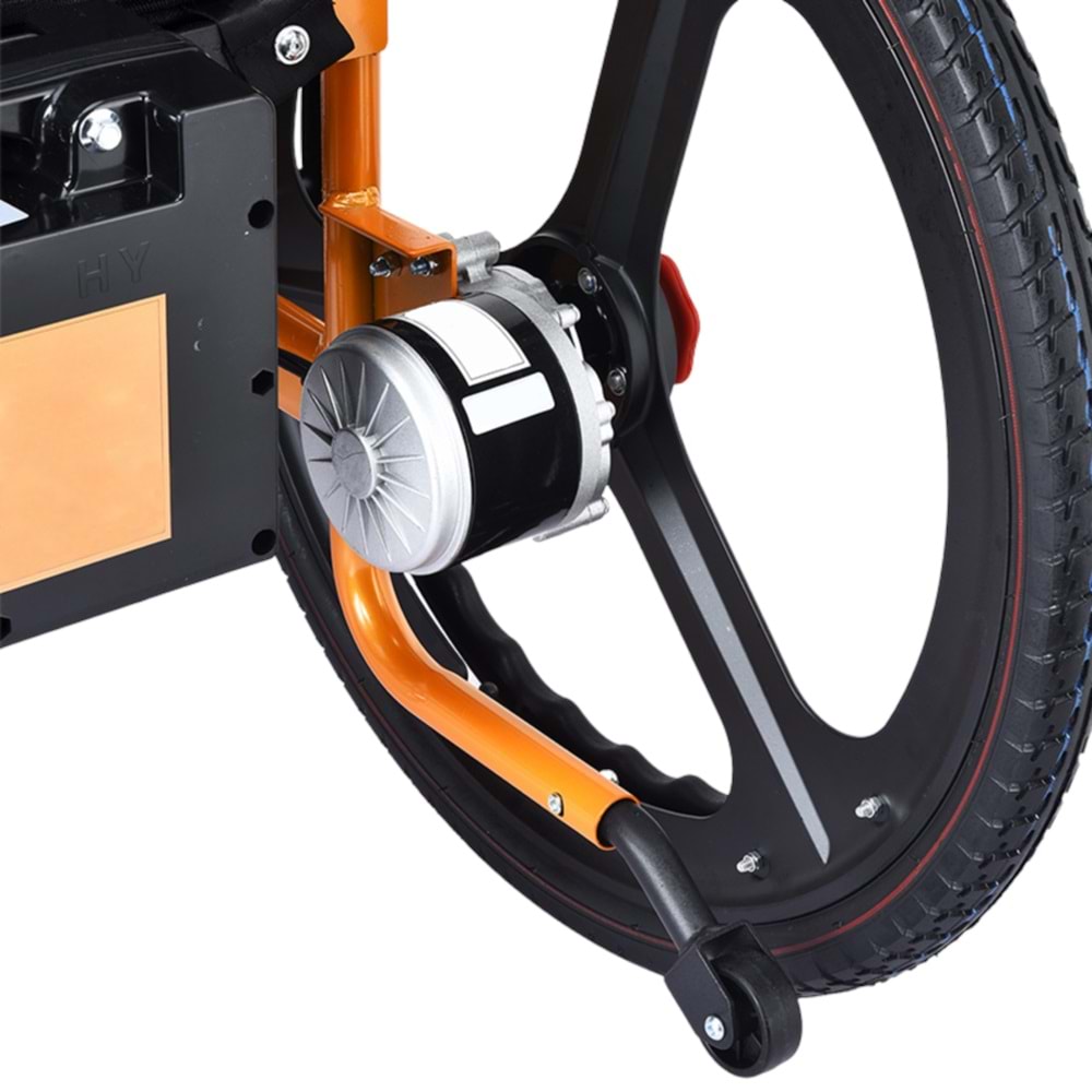 RESPİROX BC-EA8009 ARKADAN İTİŞLİ AKÜLÜ TEKERLEKLİ SANDALYE-TURUNCU