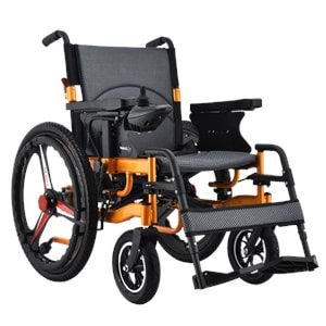 RESPİROX BC-EA8009 ARKADAN İTİŞLİ AKÜLÜ TEKERLEKLİ SANDALYE-TURUNCU