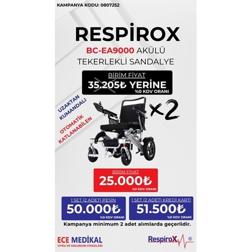 RESPİROX BC-EA9000 AKÜLÜ TEKERLEKLİ SANDALYE KAMPANYASI KAMPANYA KODU: 0807252